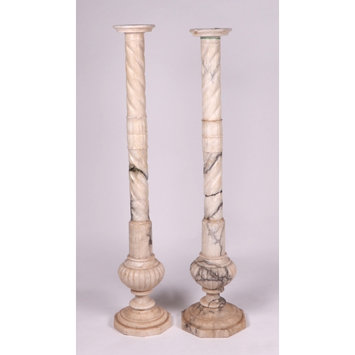 2017 - A near pair of alabaster columns, 120cms high (2).