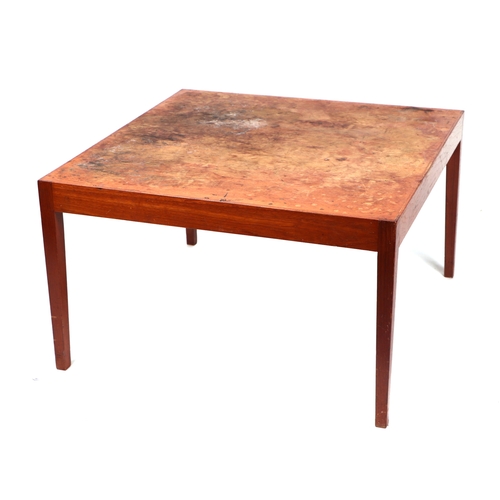 2027 - A Vanson mid 20th century modern teak low table on tapering square legs, 69cms square.