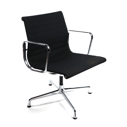 2075 - A Vitra Charles and Ray Eames EA108 aluminium group black cloth armchair.