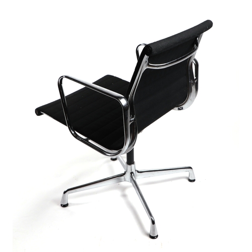 2075 - A Vitra Charles and Ray Eames EA108 aluminium group black cloth armchair.