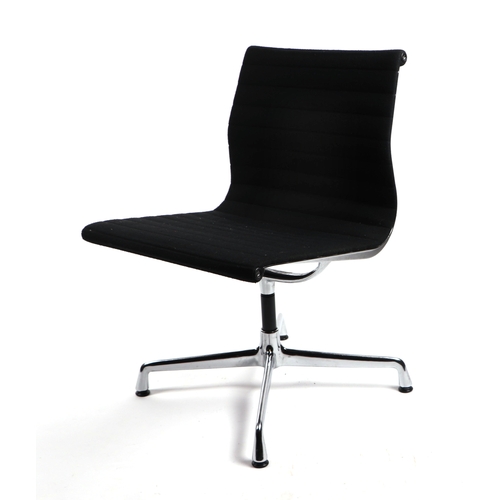 2076 - A Vitra Charles and Ray Eames EA101 aluminium group black cloth chair.