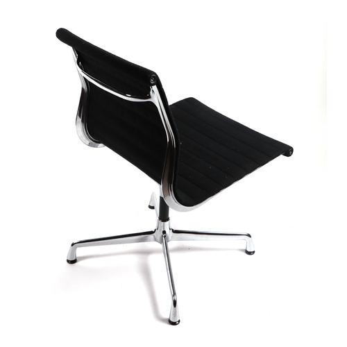 2076 - A Vitra Charles and Ray Eames EA101 aluminium group black cloth chair.