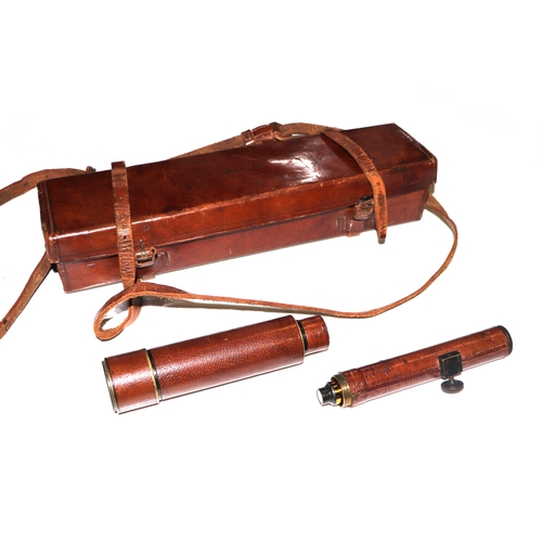 882 - F Davidson & Co, Davon patent leather wrapped telescope, with additional variable magnifying eye pie... 