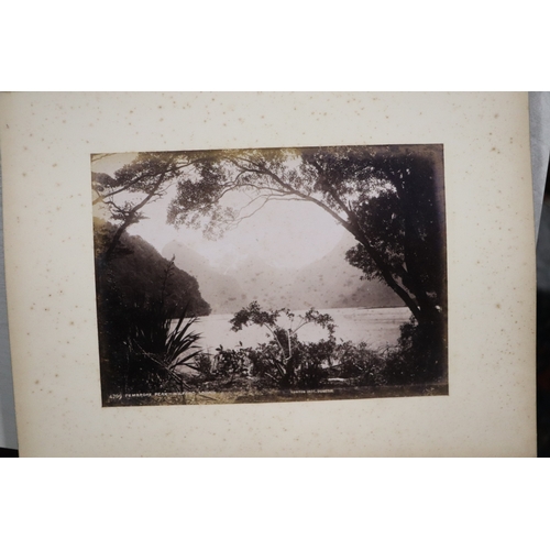 748 - A late Victorian albumen album containing images of New Zealand, sixty eight 20 by 15cms images, the... 