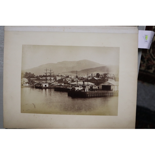 748 - A late Victorian albumen album containing images of New Zealand, sixty eight 20 by 15cms images, the... 