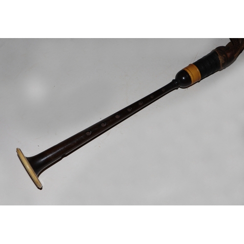 866 - A set of late 19th / early 20th century ivory and turned hardwood Scottish Highland bagpipes, with l... 