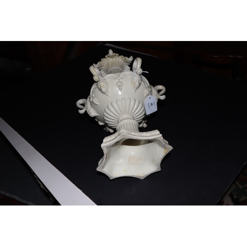 60 - An unusual 19th century Wedgwood Creamware parfumier with acanthus leaf and rams head body and pinea... 