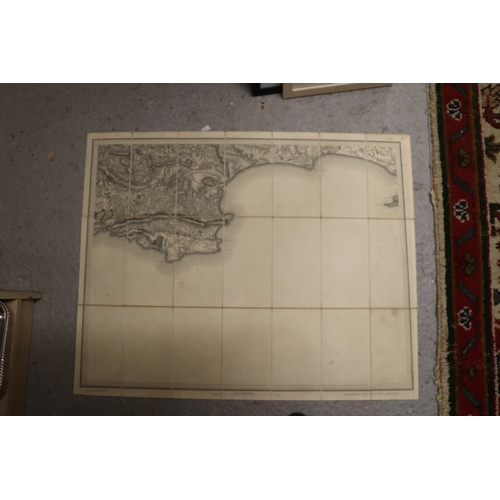 1385 - A set of four maps of Dorset by Lt. Col. Mudge, dated 1811, laid on linen, in a slip case.