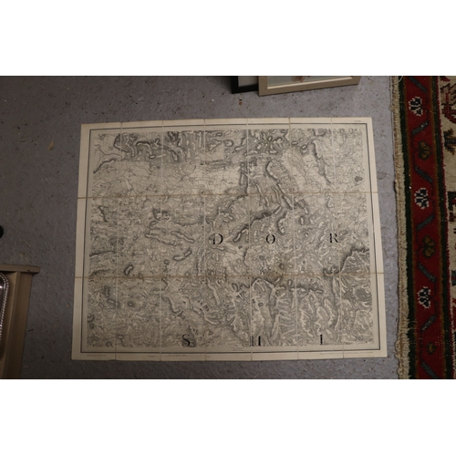 1385 - A set of four maps of Dorset by Lt. Col. Mudge, dated 1811, laid on linen, in a slip case.