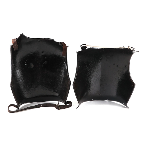 102 - A 19th century style French cuirassiers front and back steel breast plates, back plate 1.895kg and f... 