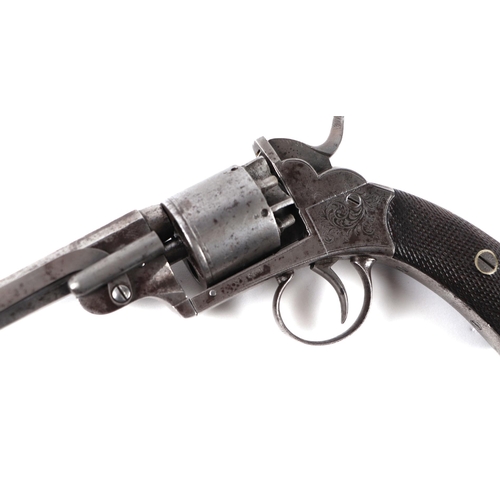 104 - An 80-bore Bentley's 1856 patent five-shot percussion pistol, the octagonal steel sighted barrel sig... 