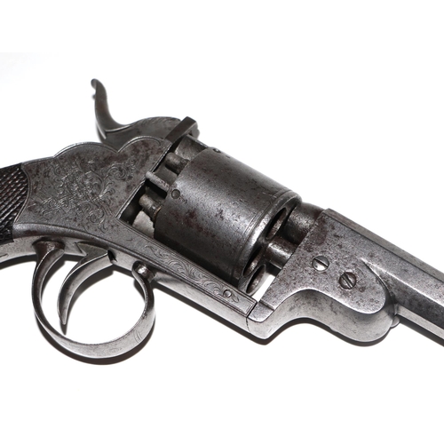 104 - An 80-bore Bentley's 1856 patent five-shot percussion pistol, the octagonal steel sighted barrel sig... 