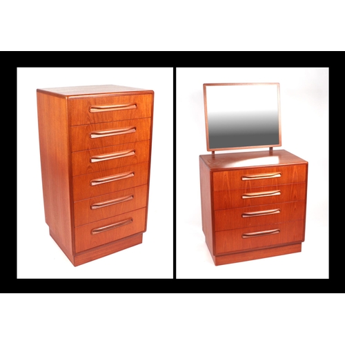 1042 - A G-Plan Fresco teak tallboy chest of six drawers, 53cms wide; together with a matching dressing che... 