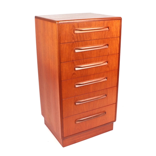 1042 - A G-Plan Fresco teak tallboy chest of six drawers, 53cms wide; together with a matching dressing che... 