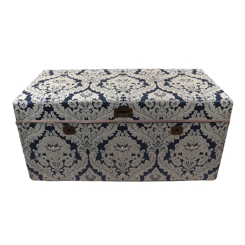 1046 - A fabric covered pine ottoman. 105cm wide