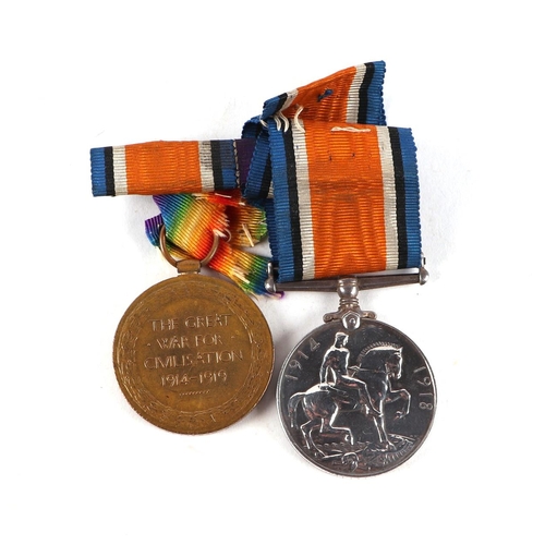 149 - A WWI War & Victory pair of medals awarded to '36269. PTE. P. C. HILLIER. R. WAR. R.'; together with... 