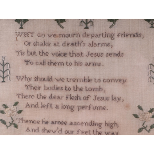 166 - A William IV sampler decorated with a verse within a meandering foliate border by Joseph Sophia Cole... 