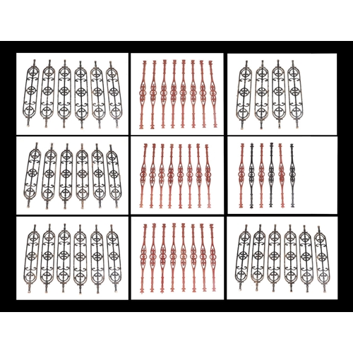 2 - Fifty eight Victorian garden cast iron balustrades in the Gothic taste 94cm high (58).