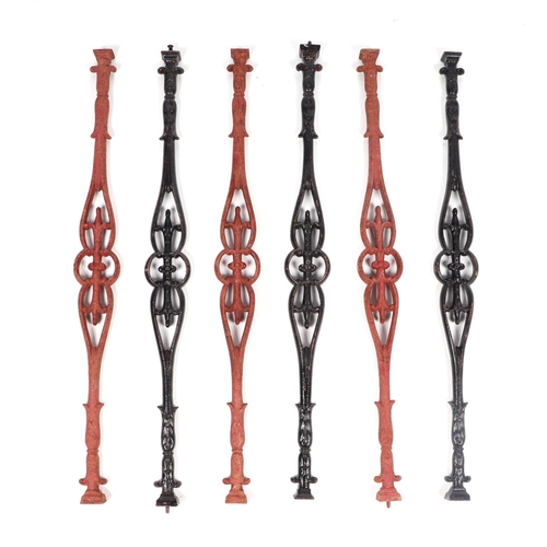 2 - Fifty eight Victorian garden cast iron balustrades in the Gothic taste 94cm high (58).