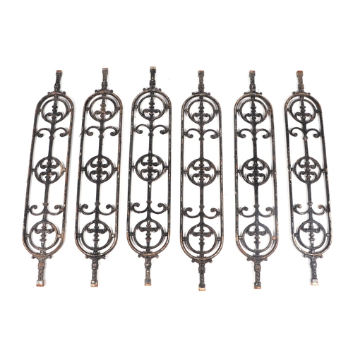 2 - Fifty eight Victorian garden cast iron balustrades in the Gothic taste 94cm high (58).