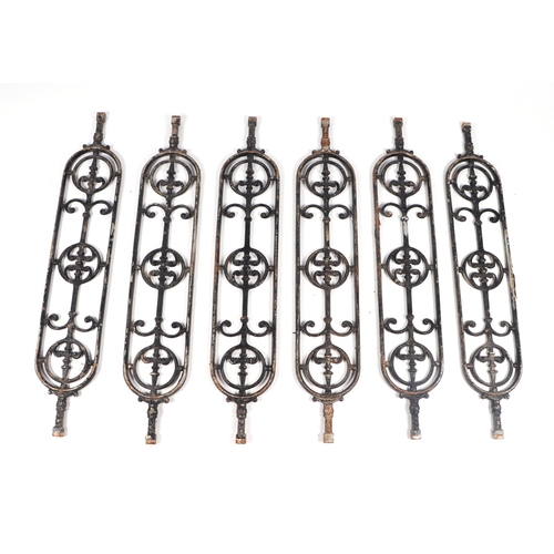 2 - Fifty eight Victorian garden cast iron balustrades in the Gothic taste 94cm high (58).