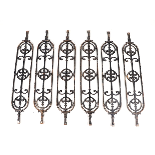 2 - Fifty eight Victorian garden cast iron balustrades in the Gothic taste 94cm high (58).