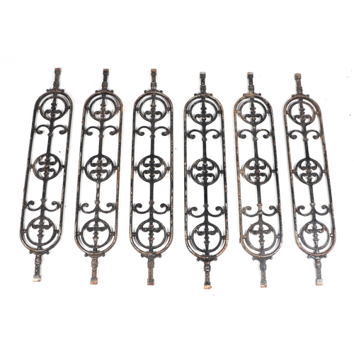 2 - Fifty eight Victorian garden cast iron balustrades in the Gothic taste 94cm high (58).