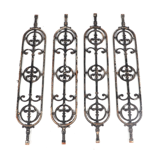 2 - Fifty eight Victorian garden cast iron balustrades in the Gothic taste 94cm high (58).