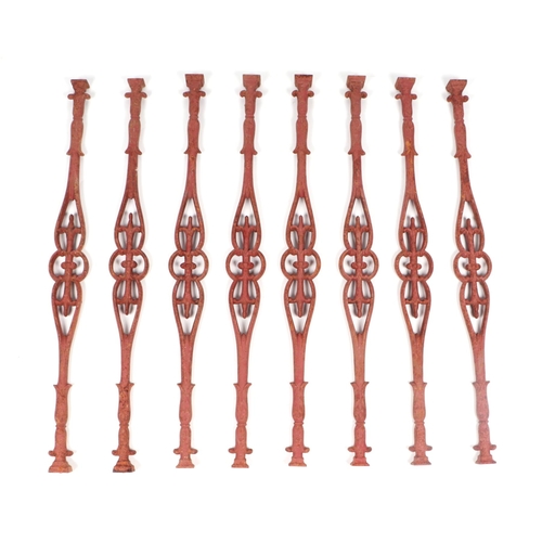 2 - Fifty eight Victorian garden cast iron balustrades in the Gothic taste 94cm high (58).