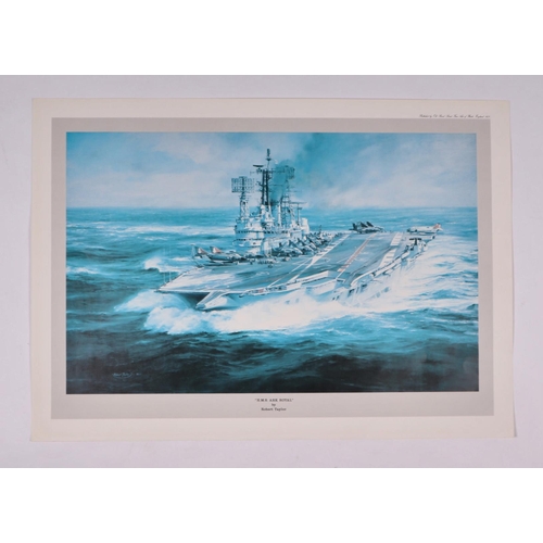 220 - After Robert Taylor - five artist proof prints -  HM Bismarck, HMS Belfast, HMS Ark Royal, HMS Kelly... 