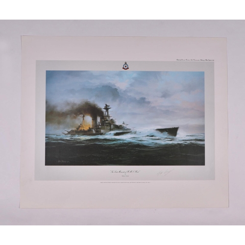 220 - After Robert Taylor - five artist proof prints -  HM Bismarck, HMS Belfast, HMS Ark Royal, HMS Kelly... 