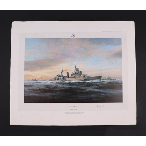 229 - After Robert Taylor - HMS Belfast - limited edition print, signed by Freddie Parham in pencil to the... 