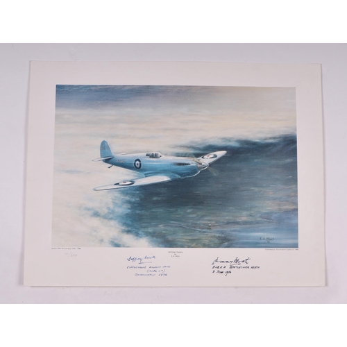 236 - After EA Mills - Spitfire Dawn - limited edition print, numbered 101/500, signed with dedications in... 