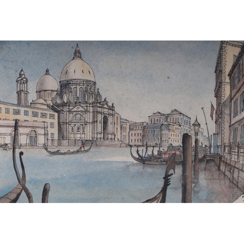 265 - Dampier Freeman (20th century British) - The Grand Canal Venice - pen & ink with watercolour wash, s... 