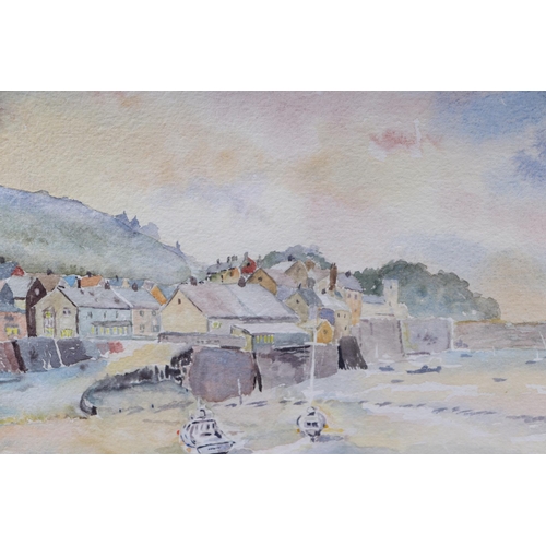 281 - 20th century school - Evening Light - boats at low tide, indistinctly signed lower left, watercolour... 