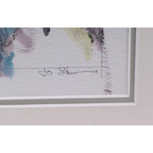 288 - Jo Saurin (20th century British) - Sketch for Sage I - signed lower right, watercolour, framed & gla... 