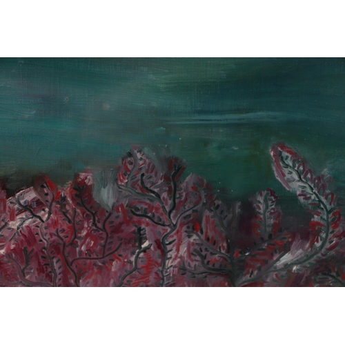 295 - 20th century school - Study of Seaweed in a Deep Green Sea - glazed and in a box frame, 30 by 18cms.