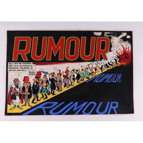 297 - John Jukes (1900-1972) cartoonist - Rumour -  a propaganda cartoon, gouache, 54 by 36cms; together w... 