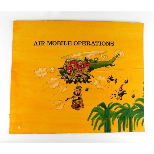 298 - John Jukes (1900-1972) cartoonist - Air Mobile Operations - cartoon, gouache, 54 by 45cms; together ... 