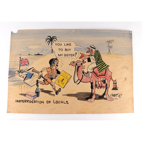 299 - John Jukes (1900-1972) cartoonist - Interrogation of Locals - propaganda cartoon, signed & dated '63... 