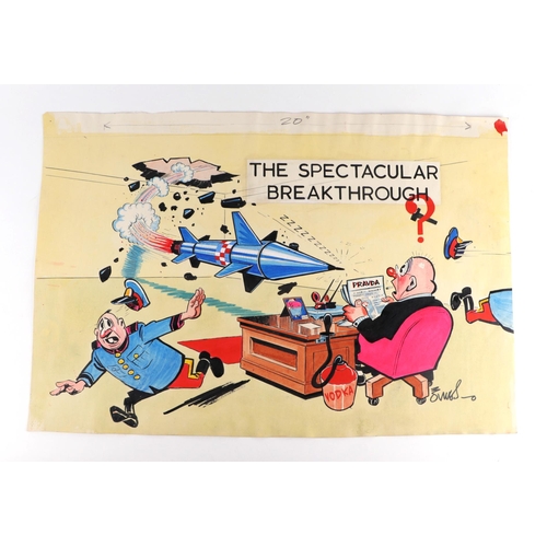 303 - John Jukes (1900-1972) cartoonist - The Spectacular Breakthrough - gouache, signed, 65 by 43cms; tog... 