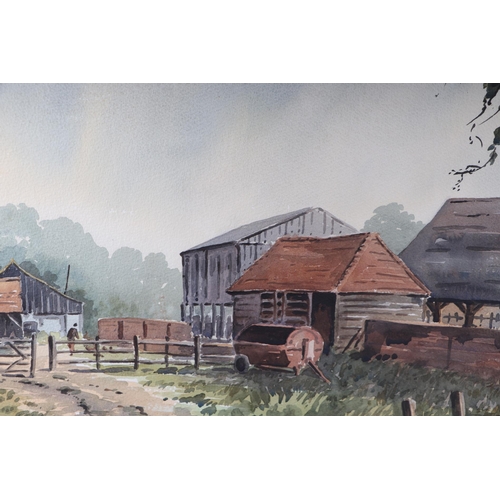 354 - Duncan Russell (modern British) - Somerden Farm - signed lower right, watercolour, framed & glazed, ... 