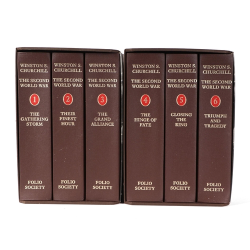 36 - Folio Society:  Churchill (Winston S) The Second World War vols 1-6; The Gathering Storm, Their Fine... 