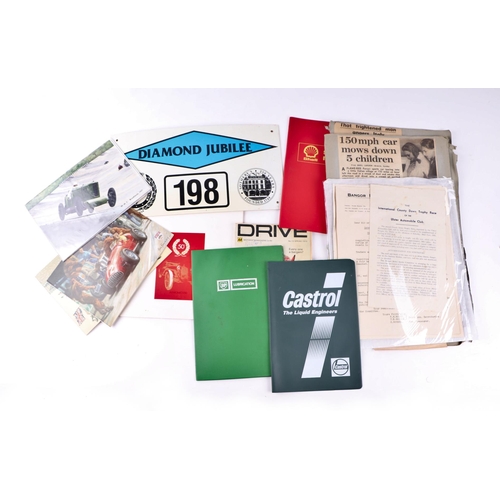 42 - A quantity of assorted Motoring ephemera and items to include a VSCC Diamond Jubilee Rally Plate (19... 