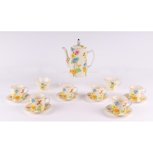 437 - An Art Deco Tams Ware Holly-Hock pattern coffee set.