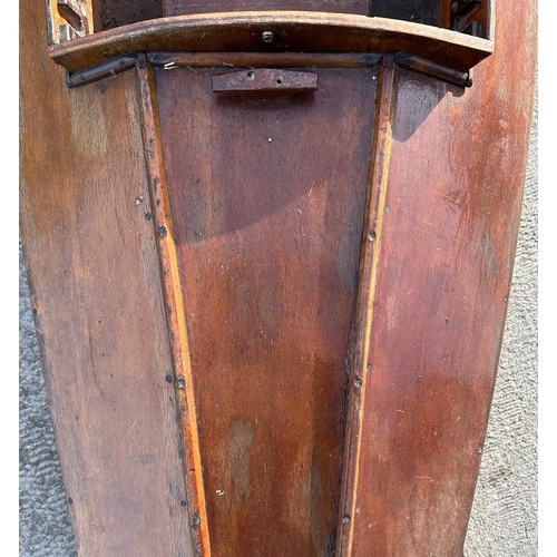 460 - A 1930's wooden single scull rowing boat, probably a Percy Blandford PBK14 kayak, 448cms (14ft 10ins... 