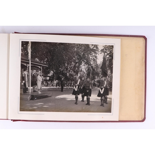 50 - A mid 20th century black & white photograph album depicting the Queen Mother on her Royal visit to A... 