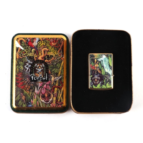 563 - A 1995 Zippo Limited Edition Mysteries of the Forest Jaguar and Cub at Turtle Falls petrol cigarette... 