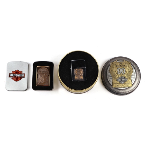 567 - A Zippo Harley-Davidson Motorcycles 90 Years Reunion (1903-1993) lighter, cased and unused; together... 