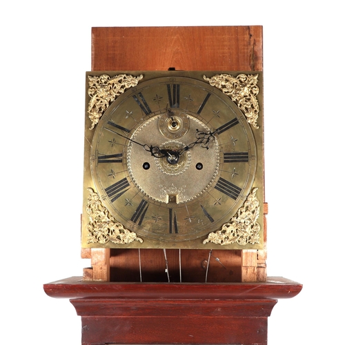 596 - A longcase clock, the 30cms square brass dial with date aperture, subsidiary seconds dial and chapte... 